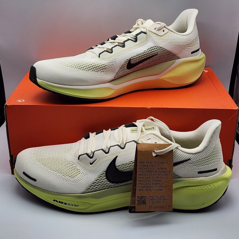 Nike Air Zoom Pegasus 41 Mens 14 Running Shoes Pale Ivory Limelight FD2722-109